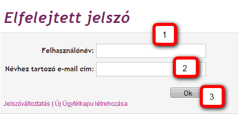 7. Elfelejtett jelszó Ha elfelejtette jelszavát, új jelszót kérhet. Ehhez ki kell töltenie az Elfelejtett jelszó online űrlapot.