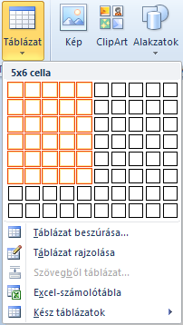 A táblázatokat különböző adatok szemléltetésére használjuk (órarendek, beosztások, mérések adatai stb). A táblázat legkisebb különálló része a Cella (Cell).