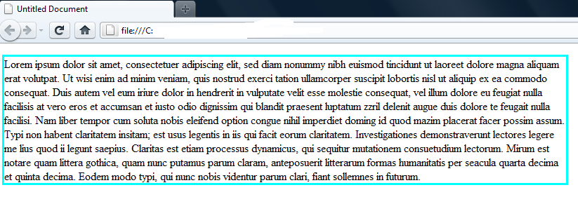 c) A korábbi úsztatott elemes példára alkalmazva a display:none definíciót a CSS kód az alábbi lesz: p { width:50em; border:solid aqua; } span { float:left; width:5em; height:5em; border:solid blue;