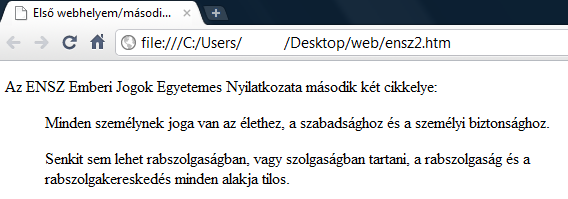 A kezdőlap listába foglalt hivatkozásaira kattintva most már a hivatkozott oldalra ugrik a böngésző.