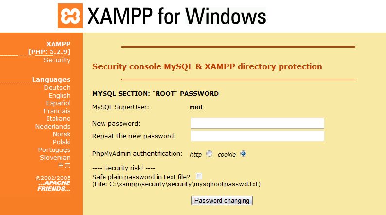 3.1. Az XAMPP integrált telepítő csomag 71. oldal 65. ábra. Az XAMPP nyelvválasztó menüje 3.1.2.