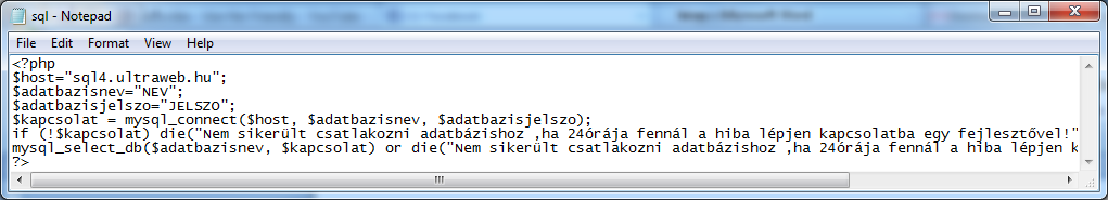 Itt két mappában lesz szükség a fájlok változtatására. Először kattints az inc mappára. Itt keresd meg az sql.php fájlt. Jobb gombbal kattints rá, és társítsd a jegyzettömbbel.