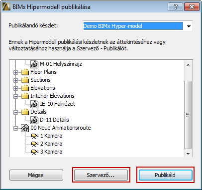 A Hipermodell újrapublikálása BIMx Hipermodell mentése vagy feltöltése Egy már meglévő Hipermodell publikálásához válassza az egyik lehetőséget az alábbiak közül: Válassza ki a Publikálóból a