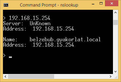 2.Tartomány, DNS, NAT, DHCP (Johanyák Zsolt Csaba) Beállítások kipróbálása a szerveren parancssorban.