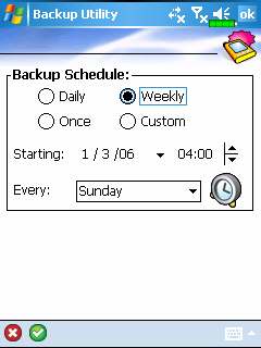 ❶ ❷ ❸ ❹ Backup ütemezése ❶Backup gyakorisága. ❷Backup kezdetének beállítása.