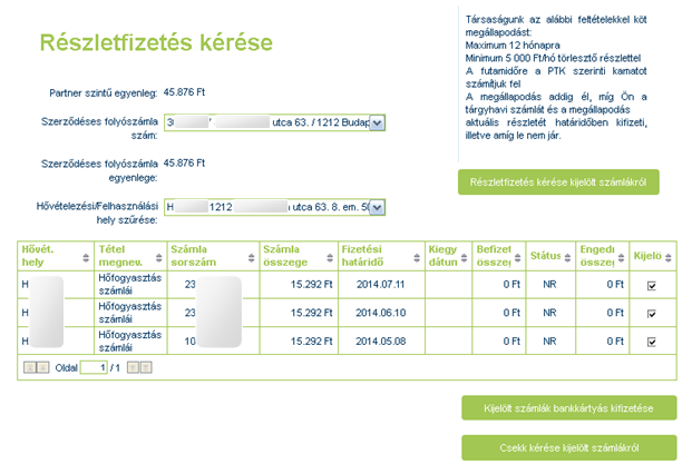 A következő képernyőn meg kell adni a futamidőt, majd a Számol gombra kattintva megjelenik a havonta fizetendő részletek táblázata.