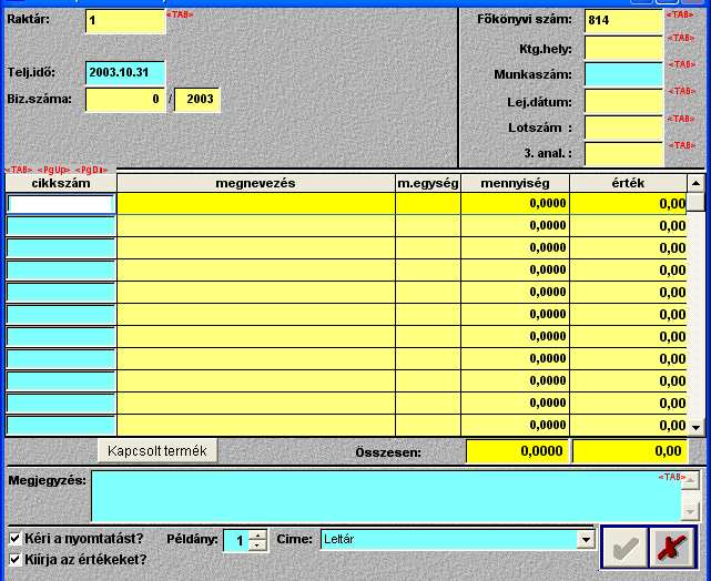 Leltárív adatainak átadása Excelbe Az Excel táblázat segítséget nyújthat a leltári adatok felvételéhez. A megfelelő beállítások alapján a rendszer a megadott útvonalra készíti el a leltárívet.