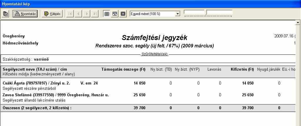 Ezek a listák ugyanúgy kiírathatók