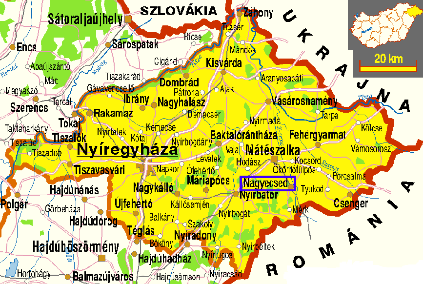IVSNgyecsed 1. sz. ábr: Ngyecsed földrjzi elhelyezkedése Mgyrországon és megyén belül Forrás: www.terkepcentrum.