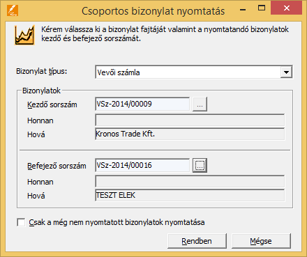 Bizonylatok A Bizonylatkeresővel a rendszerben előállított bizonylatok között kereshet megadott szűrési feltételek alapján.