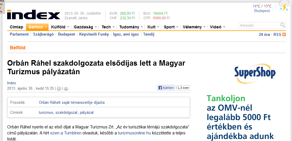 Diplomamunkák, szakdolgozatok AZ ÉV TURISZTIKAI TÉMÁJÚ SZAKDOLGOZATA DÍJAZOTTJAI 2013.