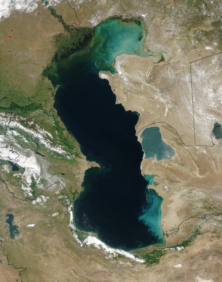 Kaszpi-tenger 371400 km 2, reliktumtó, miocénben izolálódott a világtengertől, vize ma is sós, töményedő.