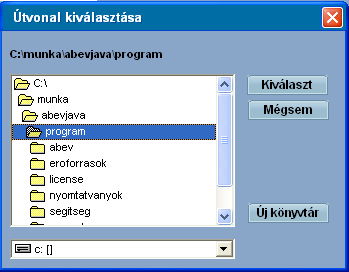 Bér Win32 program beállítása és a feladás elkészítésének menete az Abevjava program felé Első és egyik legfontosabb lépés a környezeti beállítás, azaz a már előzőleg telepített Abevjava program