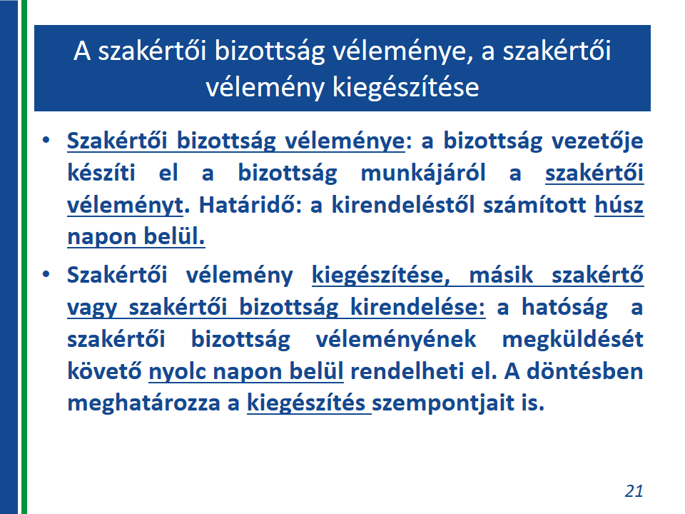 20. A szakértői bizottság véleményének beszerzését követő befejező eljárási fázis A hatóság a szakértői bizottság véleményének ismeretében megvizsgálja, hogy a kérelem és a kérelmező felnőttképzési