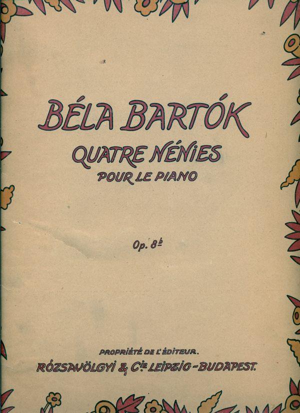 24. Bartók Béla: 2 Élégies pour le Piano Op. 8/b. Budapest, [1910], Rozsnyai Károly. VN R. K. 478. 21, [1] p. 340 mm BB 49, Sz 41, W 21, Somfai p. 308. Első kiadás. Restaurált.