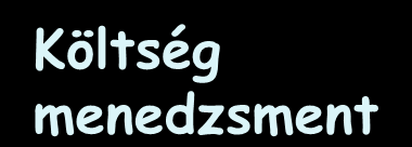 Költségellenőrzés, költségcsökkentés A költségmenedzsment áttekintése Költségmérés, költségelemzés Költség menedzsment Változó költségek elszámolási modellje Költség felosztási módszerek