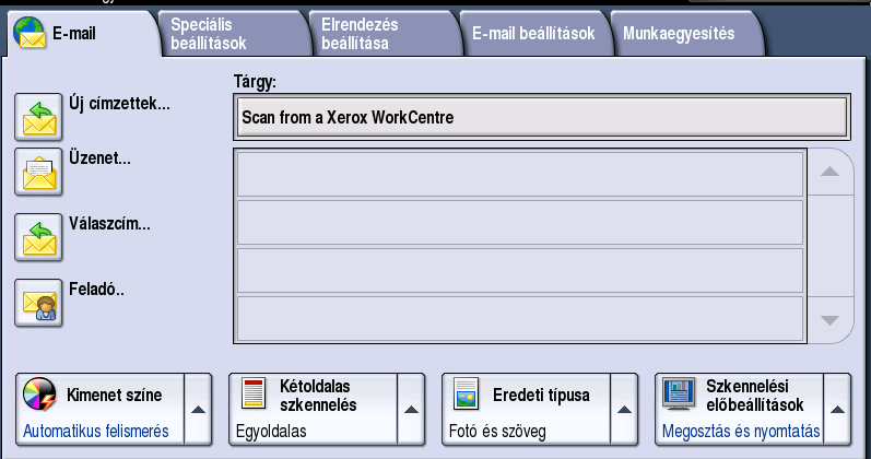 E-mail küldése E-mail küldése 1. A dokumentumokat nyomtatott oldallal felfelé helyezze a dokuadagoló bemeneti tálcájába. Állítsa be a vezetőt úgy, hogy érintse a dokumentumok szélét. Vagy.