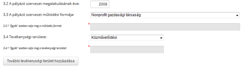 Űrlapok A pályázat/elszámolás beadásához szükséges adatok rögzítésére szolgáló mezők több űrlapon csoportosítva, strukturáltan kerültek elhelyezésre.
