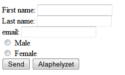 LABEL elem azokhoz a vezérlőkhöz rendelhető, melyeknek nincs alapértelmezetten címkéjük Kezdő-, zárótag: kötelező Attribútum: for: a kapcsolódó vezérlő ID-je <FORM action="http://somesite.