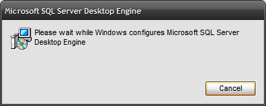 8. A telepítés második szakasza, települ a Microsoft SQL Server Desktop Engine (MSDE) 9.