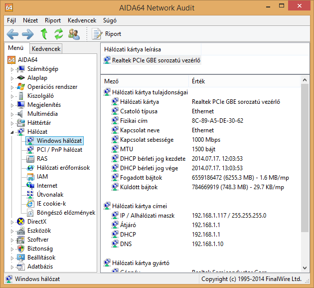 Oldalmenü HÁLÓZAT Windows hálózat Ez a lap a vezetékes és vezeték nélküli hálózati vezérlőket sorolja fel.