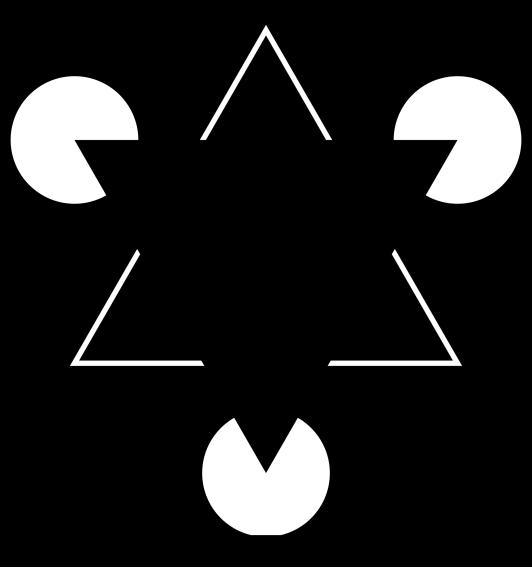 A háromszög illúzió Ha nincs háttér, odaképzeljük: