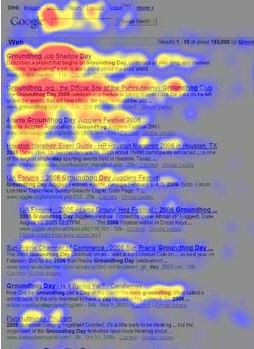 A Google találati listájának hőtérképe Forrás: Nielsen (2006) 38 10.
