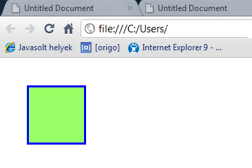 Az egymásra helyezett négyzetek közül alapértelmezetten a HTML-kódban későbbi takarja az előbbit, tehát a lilás hátterű látszik.