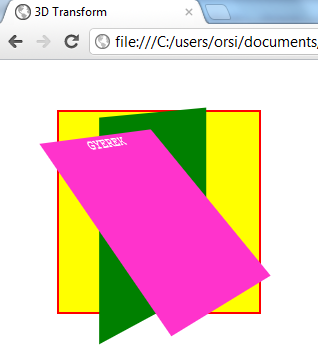 #gyerek { background-color:#f3c; color:white; font-size:18px; font-family:"courier New", Courier, monospace; font-weight:bold; text-align:center; -webkit-transform: rotatex(45deg);