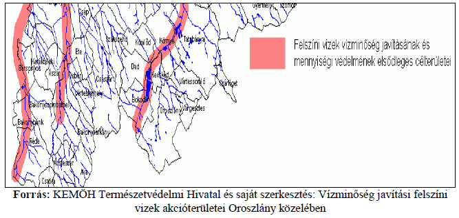 1.17-2. ábra: Felszíni vizek vízminőség javításának és mennyiségi védelmének elsődleges célterületei 1.17-3.