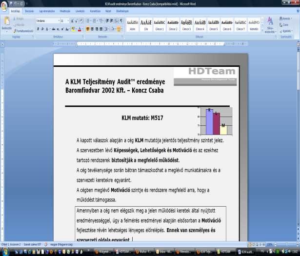 KLM Teljesítmény Audit - RIPORT 85 80 K