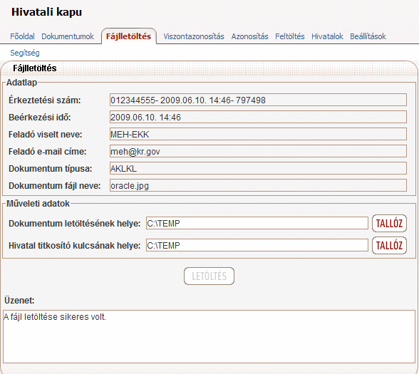 Információs adatok Az itt megnevezett fájlnak kell