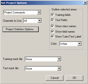 A projekt beállításai ( Set Project Options ) párbeszédablak A beállítások magyarázata: Set_project_options_ablak.