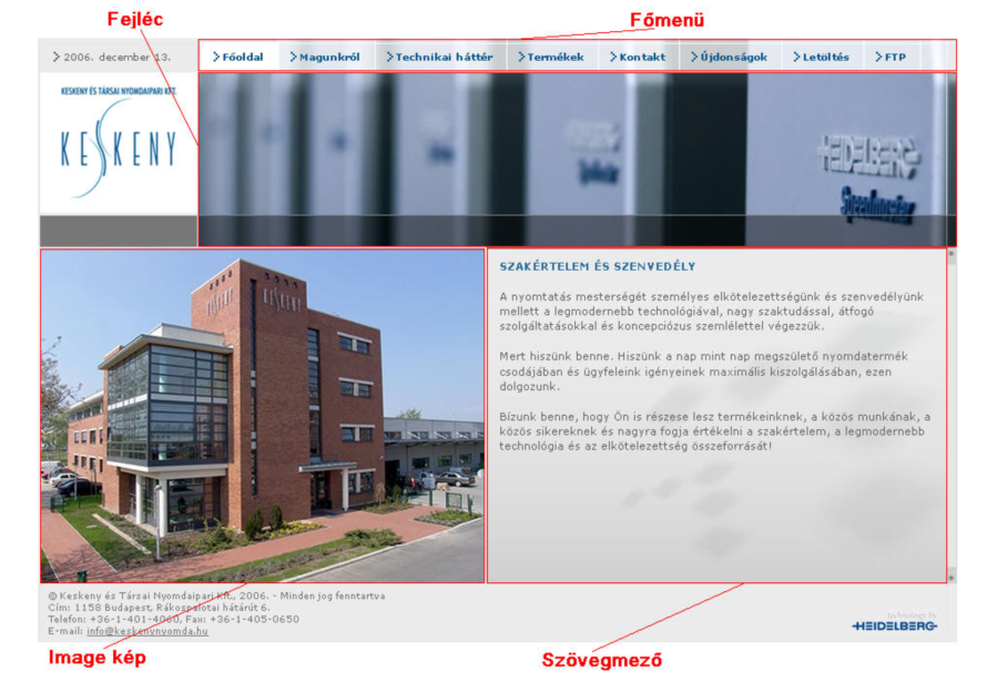 Frontend felépítése Főoldal A www.keskenynomda.hu oldal első, a látogatót köszöntő oldala a főoldal.