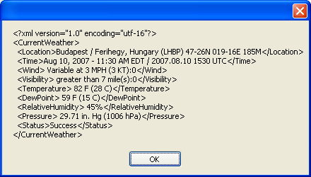 XML - áttekintés Az eredmény XML formátumban van Az anyagnak nem célja az XML ismertetése, az itt következő rész, csak egy kis áttekintés, hiszen a webszolgáltatások alapja az XML sokszor a válasz