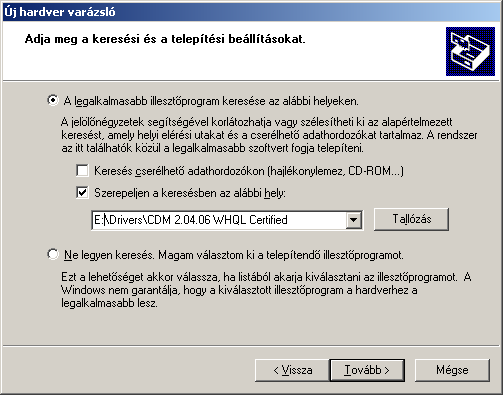 8. ábra 9. ábra 6) A telepítı automatikusan elindítja a következı Új hardver varázsló -t (10. ábra), amely a COM port emulációs driver-t telepíti fel.