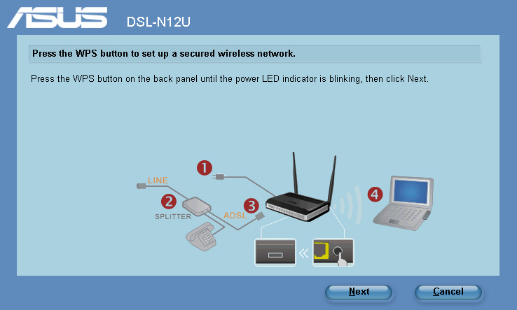 2. Nyomja meg a WPS gombot a routeren. (Kizárólag WPS funkcióval rendelkező vezeték nélküli klienskártya használatához) Reset Power On/Off USB LAN4 LAN3 LAN2 LAN1 WPS On Off ADSL WPS button 3.