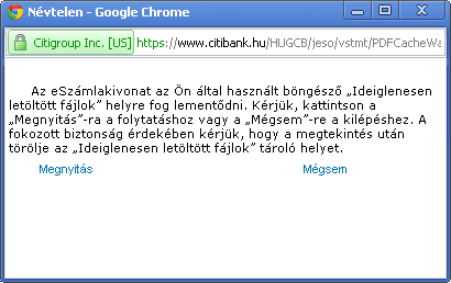 E-számlakivonat megjelenítése Chrome X böngésző alatt: Ha az e-számlakivonatot Chrome böngészőnkön akarjuk megtekinteni, az előugró ablakok tiltva lehetnek ezen az oldalon, ezért engedélyezni kell.