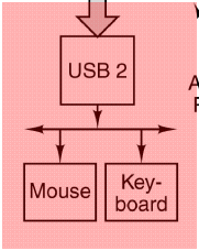 USB Root hub csatlakozik a rendszersínre Root hub ra további csomópontok és