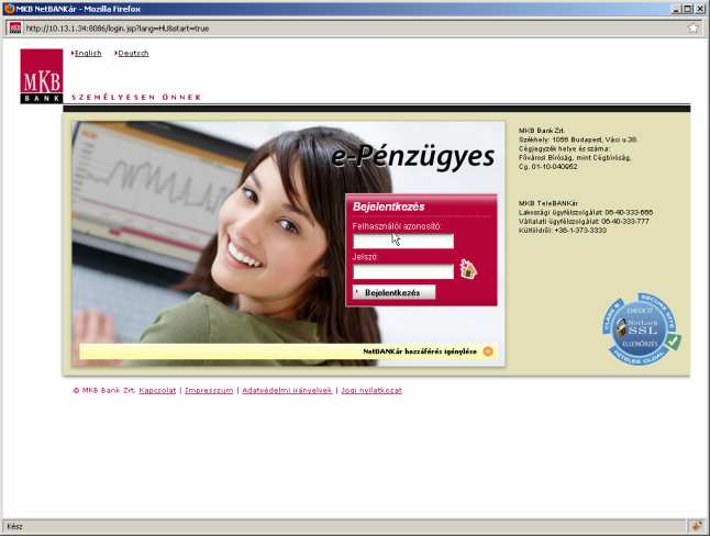 Belépés az epénzügyesbe Az epénzügyesbe történő belépés a http://epenzugyes.mkb.hu weboldalon lehetséges.