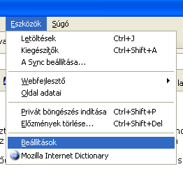 Engedélyezze az oldalnak a felugró ablakokat! Mozilla Firefox 1.