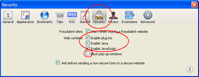 Safari Válassza az "Edit"->"Preferences" menüpontot (Ctrl+,). Kattintson a "Security" ikonra.