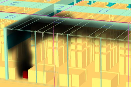 CFD SZIMULÁCIÓHOZ SZÜKSÉGES PARAMÉTEREK Épületszerkezet (anyagok hőtani tulajdonságaival), Geometria, Tárolt anyagok (kubus, összetétel), Passzív tűzvédelmi eszközök, Tűzjelző berendezés, Oltó