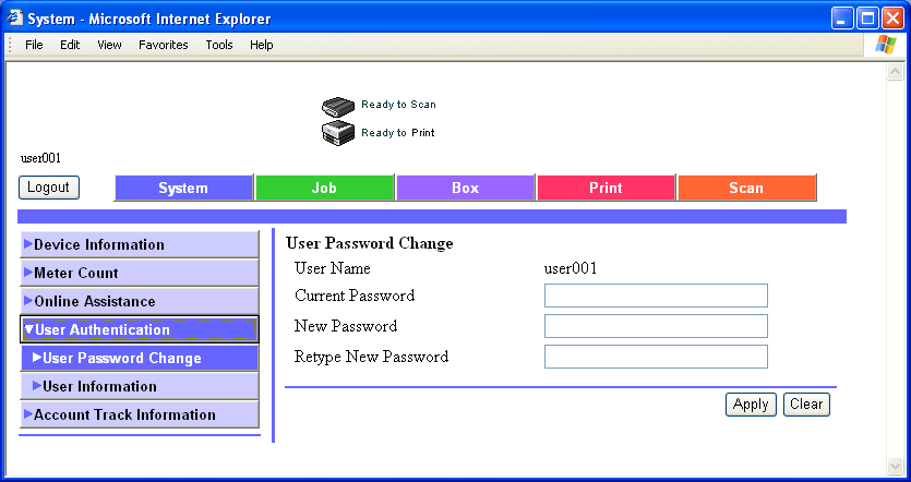 5 Beállítások megadása PageScope Web Connection használatával 5.