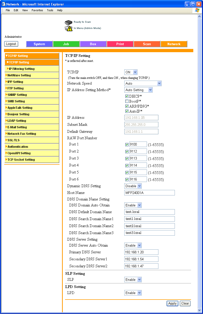 5 Beállítások megadása PageScope Web Connection használatával