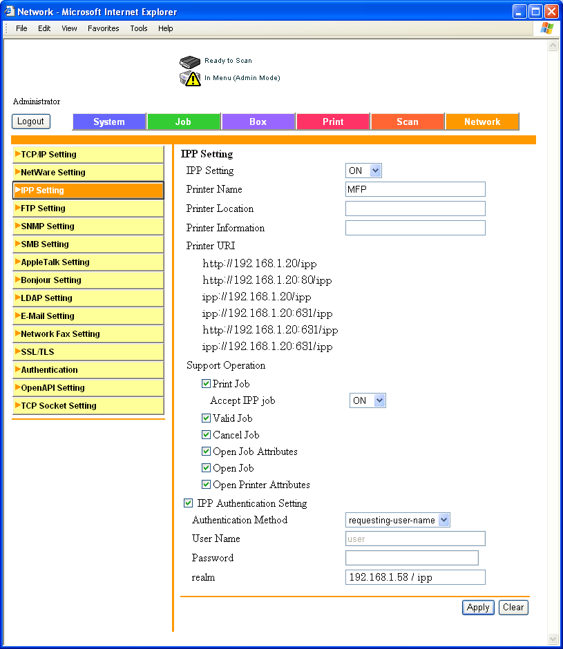 5 Beállítások megadása PageScope Web Connection használatával 5.