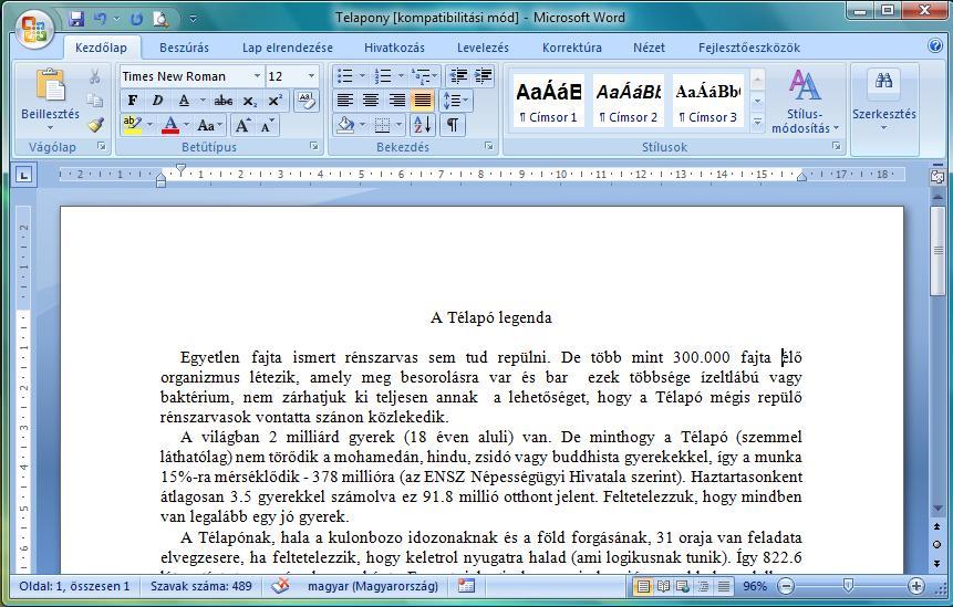 Szövegszerkesztés. Microsoft Office Word PDF Ingyenes letöltés