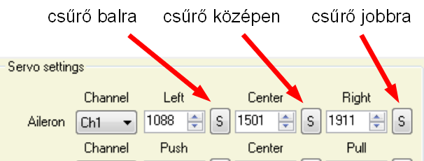 Nyomja fel a magassági botot ütközésig, és ilyen helyzetben nyomja meg az elevator sorban a Push-hoz tartozó S gombot.