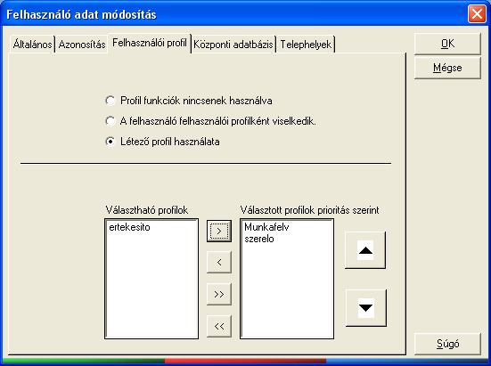 127108: Felhasználói profilok Egy
