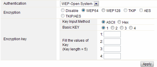 Hitelesítés (Authentication): a WEP esetében a következő hitelesítési módszerekből kell választania: - Nyílt rendszer (Open System) az állomást automatikus ellenőrzi a hozzáférési pont.